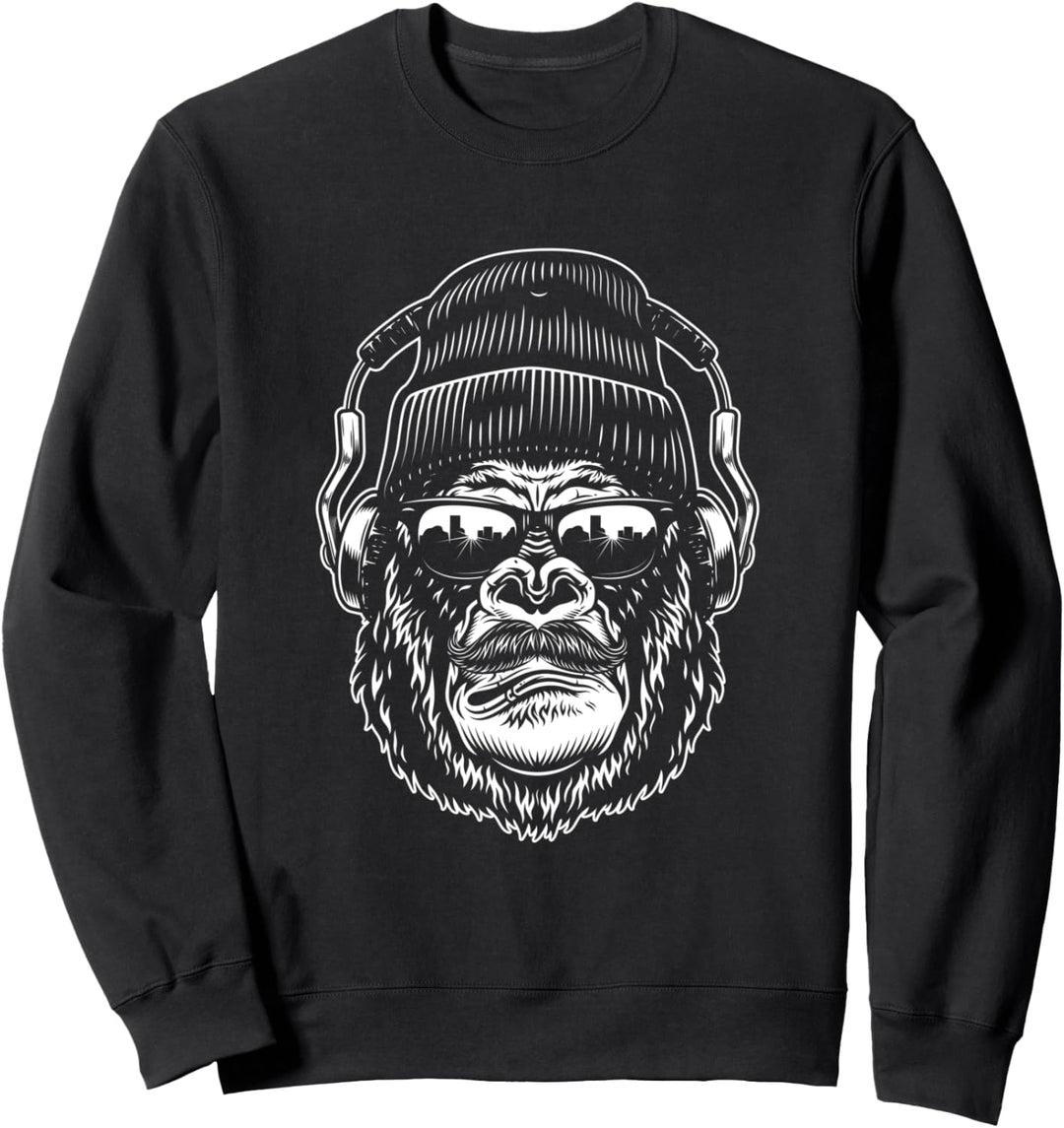 Gorilla Hipster Bärtig Schnurrbart Brutal Extravagant Mode Sweatshirt