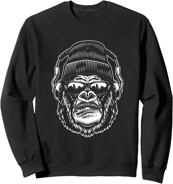 Gorilla Hipster Bärtig Schnurrbart Brutal Extravagant Mode Sweatshirt