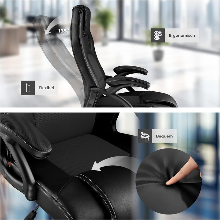TecTake Sportsitz Chefsessel Stuhl ergonomischer Gaming Bürostuhl Racing Schalensitz - Diverse Farbe