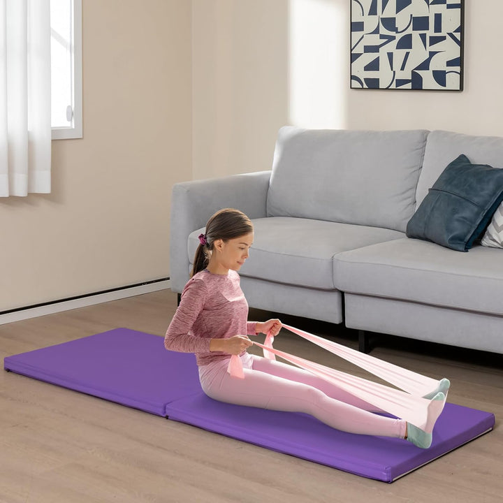 COSTWAY 180x60x4cm Weichbodenmatte, 2 Fach klappbare Gymnastikmatte, Yogamatte mit Klettverschluss u