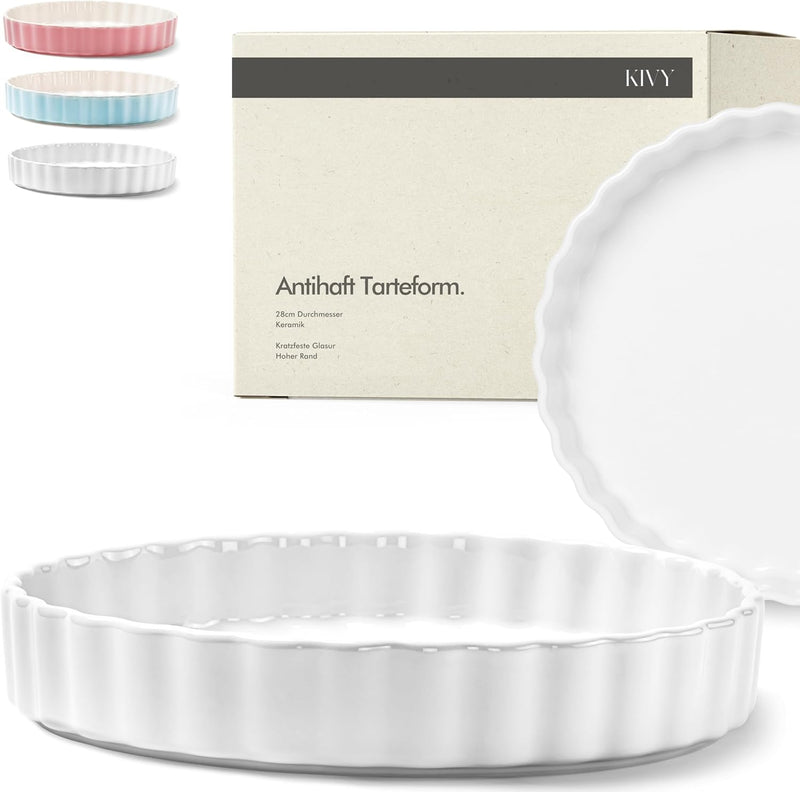 KIVY Tarte & Quicheform Keramik 28cm - Antihaftbeschichtete Tarteform 28 cm rund - Tarteform Keramik