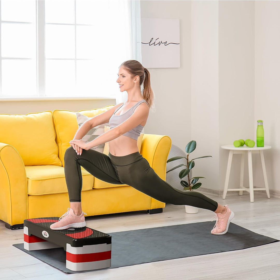 HOMCOM Aosom.fr x FFHandball Fitness Aerobic Stepper – höhenverstellbar 10/15/20 cm, rutschfeste Obe