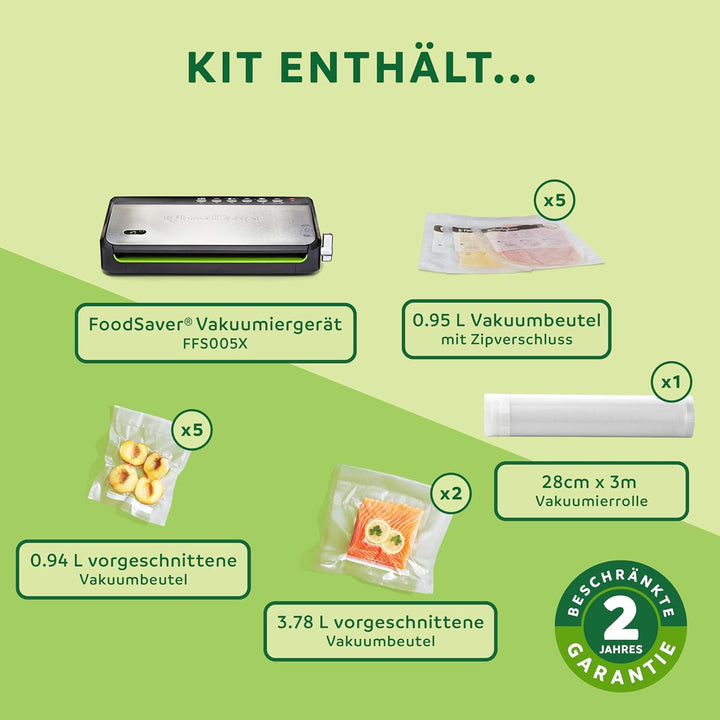 Foodsaver Vakuumiergerät für Lebensmittel mit integrierter Rollenaufbewahrung | Vakuumierer mit Schn