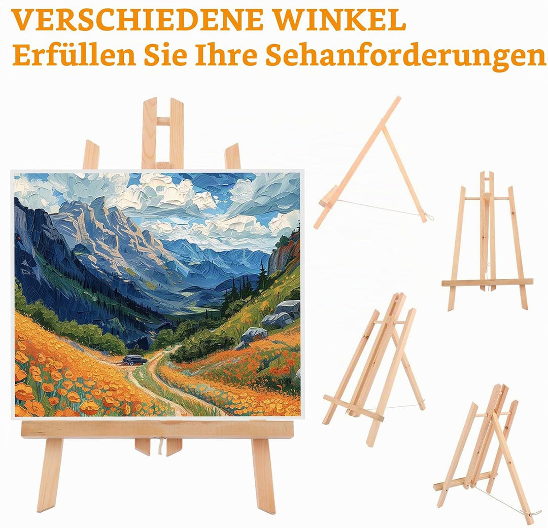 JMIATRY 4Stk Leinwand Ständer 39CM, Staffelei Tisch, Mini Staffelei Holz Tischstaffelei Holz für Gem