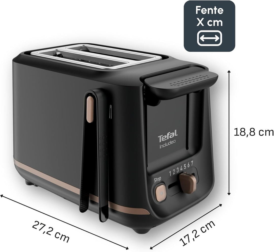 Tefal Toaster mit 2 Schlitzen, inkl. Magnetklammern, grosse Bedienelemente, 7 Bräunungsstufen, herau