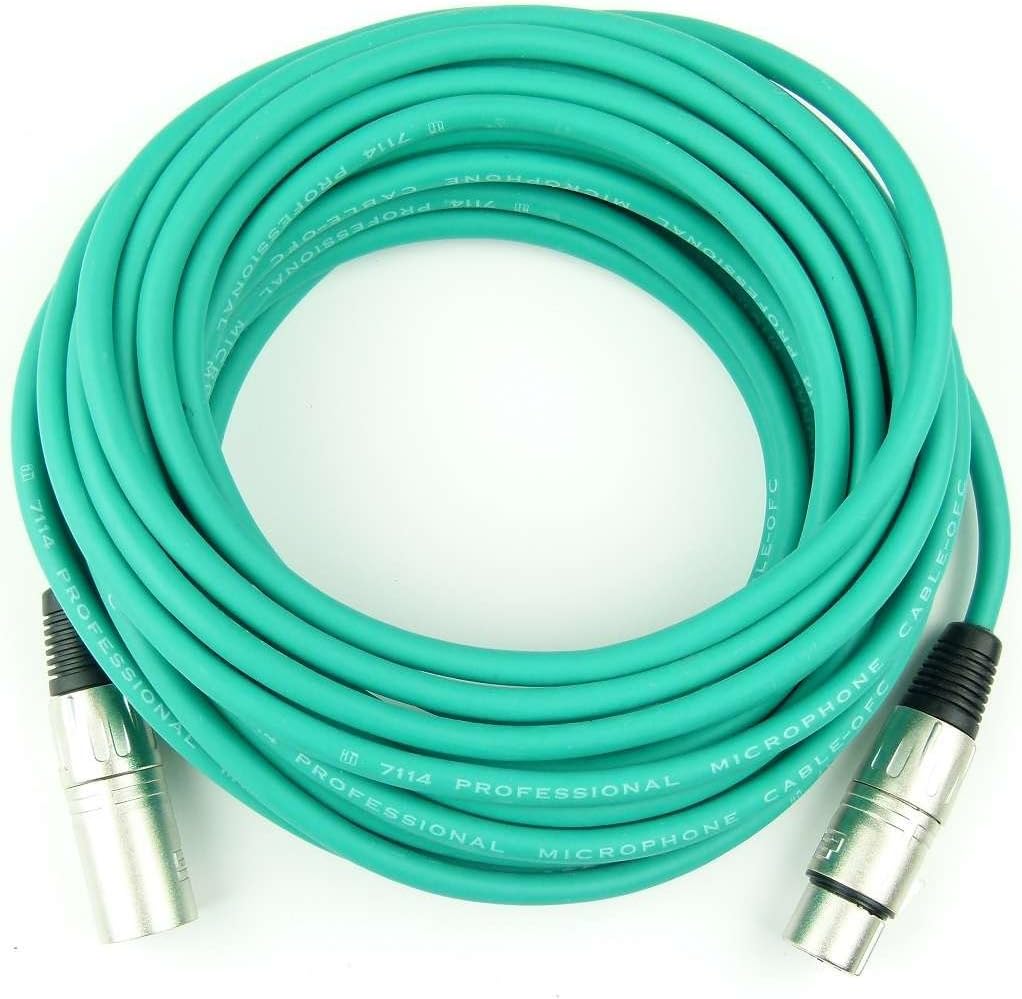 Adam Hall Cables 2 Stück K3MMF1000GRN Mikrofonkabel 10m Grün XLR female auf XLR male DMX Audio Kabel
