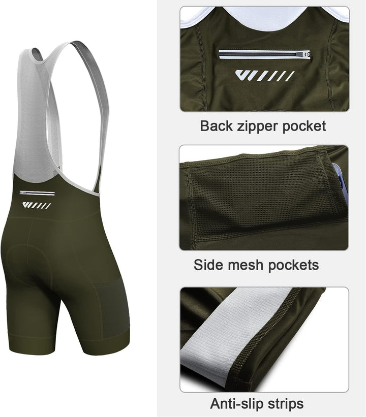 Lo.gas Herren Radfahren Bib Shorts, Radfahren Shorts für Männer Gel gepolstert mit Taschen, Road Sho