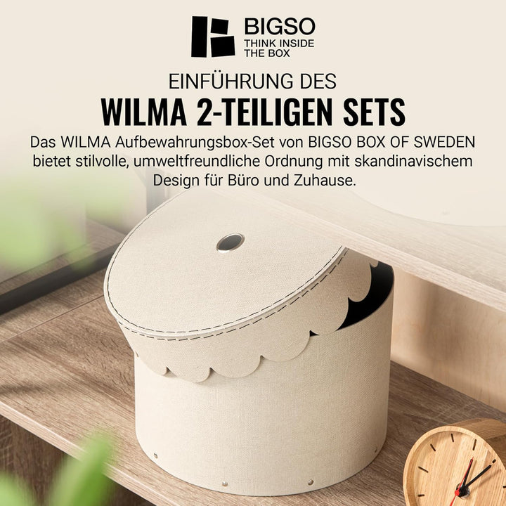 BIGSO WILMA 2er-Set runde Aufbewahrungsbox mit Deckel – Ordnungsbox mit Deckel für Kleidung, Spielze