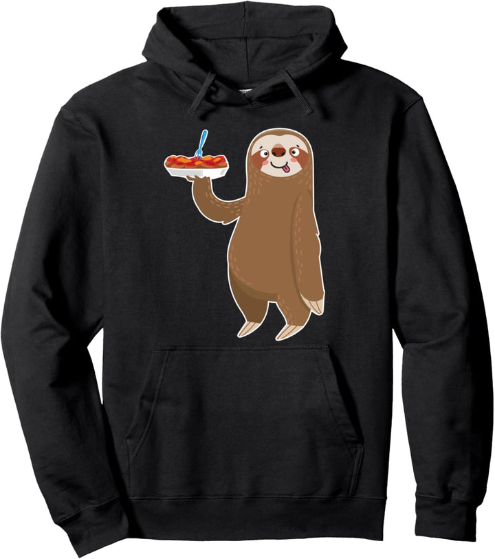 Currywurst Faultier Fast Food Humor Grillen Imbiss Cartoon Pullover Hoodie