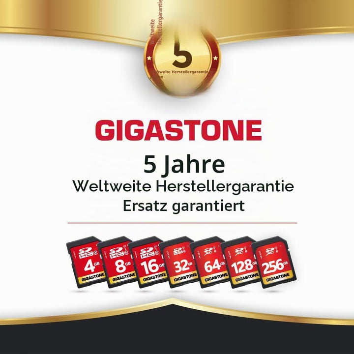 Gigastone 64GB SDXC Speicherkarte 5er-Pack, UHS-I U1 Klasse 10, bis zu 80 MB/Sek. für Digitalkameras