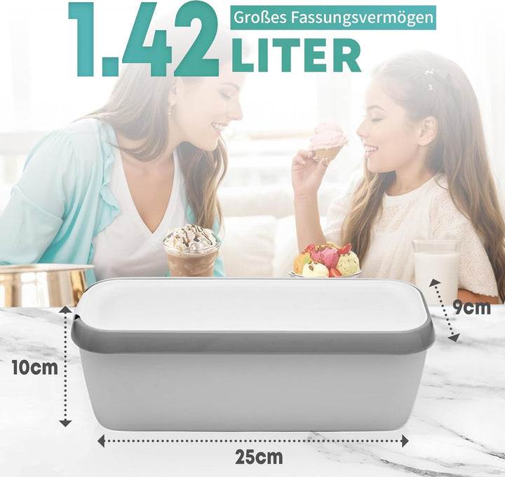 SveBake Aufbewahrungsbehälter für Eiscreme, mit Deckel, 1,4-Liter-Behälter für hausgemachtes Speisee