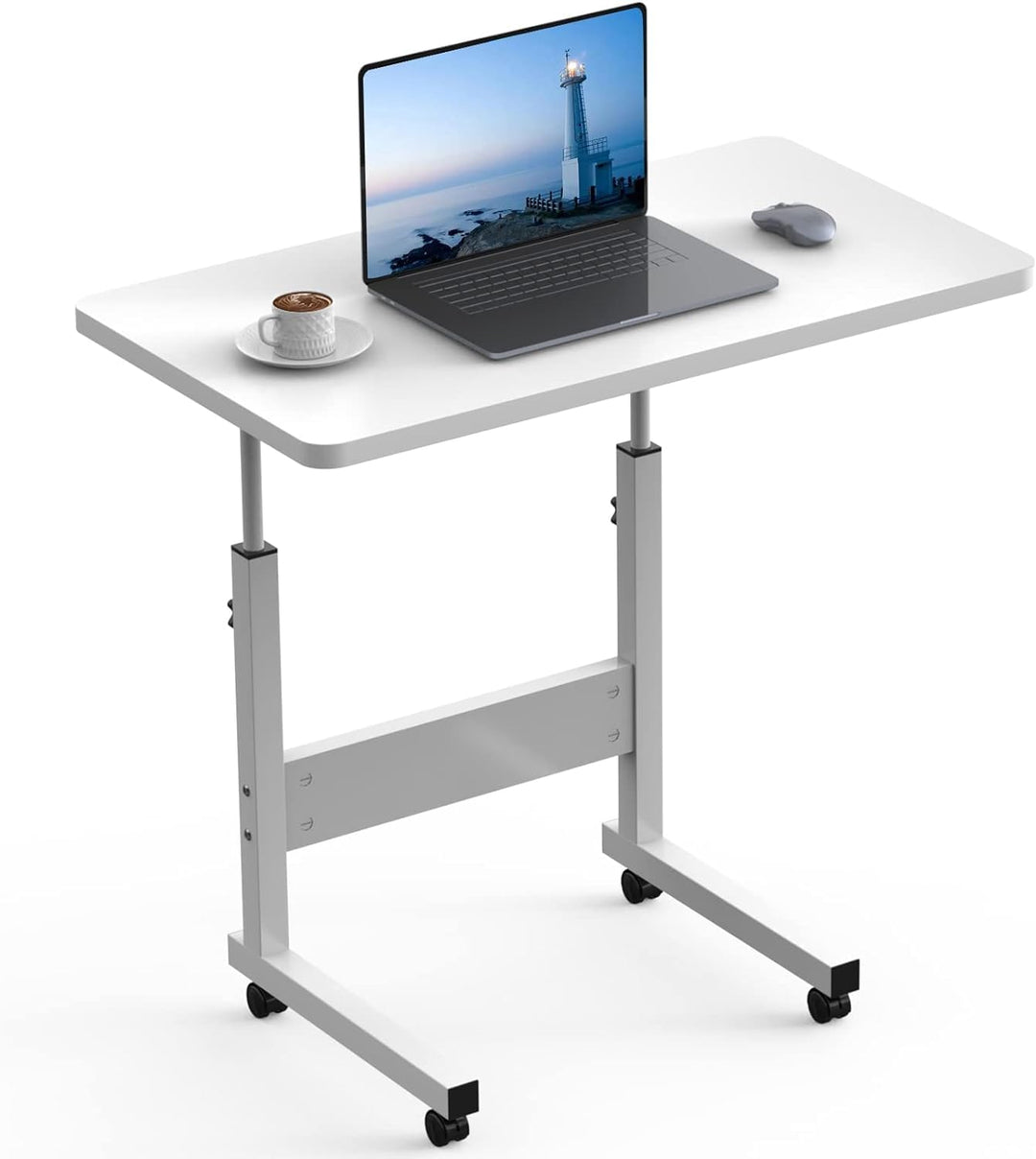 PIPIPOXER 60x40cm Laptoptisch höhenverstellbarer Schreibtisch mit drehbarer Rollen Computertisch mob