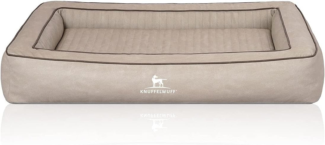 Knuffelwuff Orthopädisches Hundebett aus Laser gestepptem Kunstleder Montego M-L 85 x 65cm Grau, M-L