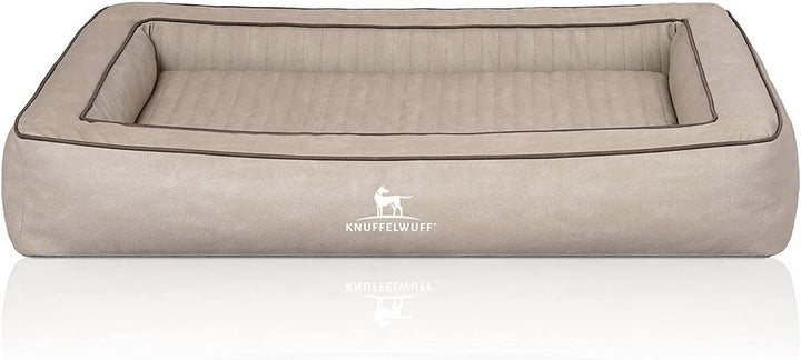 Knuffelwuff Orthopädisches Hundebett aus Laser gestepptem Kunstleder Montego M-L 85 x 65cm Grau, M-L