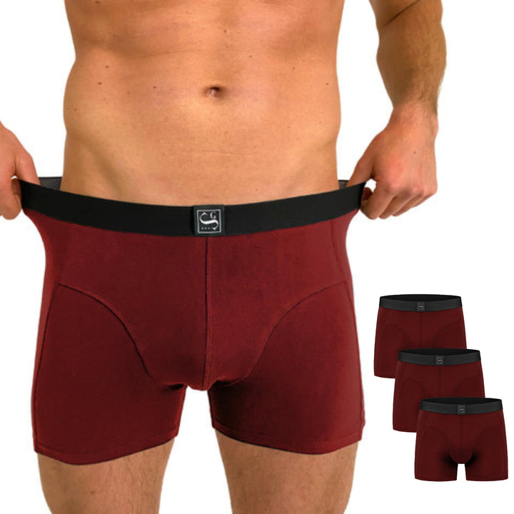 Boxershorts Herren aus Baumwolle - Trocknergeeignet, Kratzfrei ohne Etikett, Bequeme Passform, 3x Ro