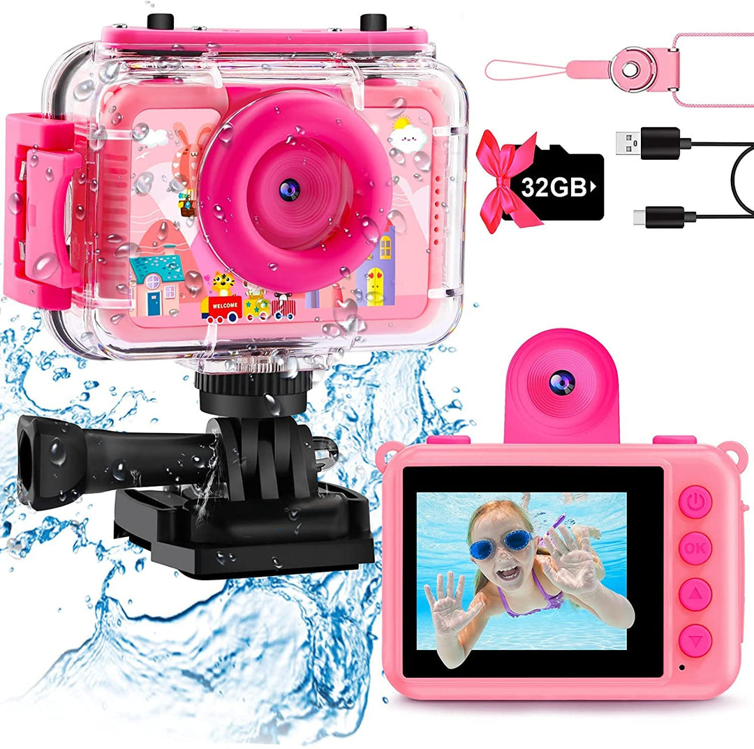 GKTZ Kinderkamera wasserdichte,Unterwasserkamera-1080P Selfie Digitalkamera Fotoapparat für Kinder,