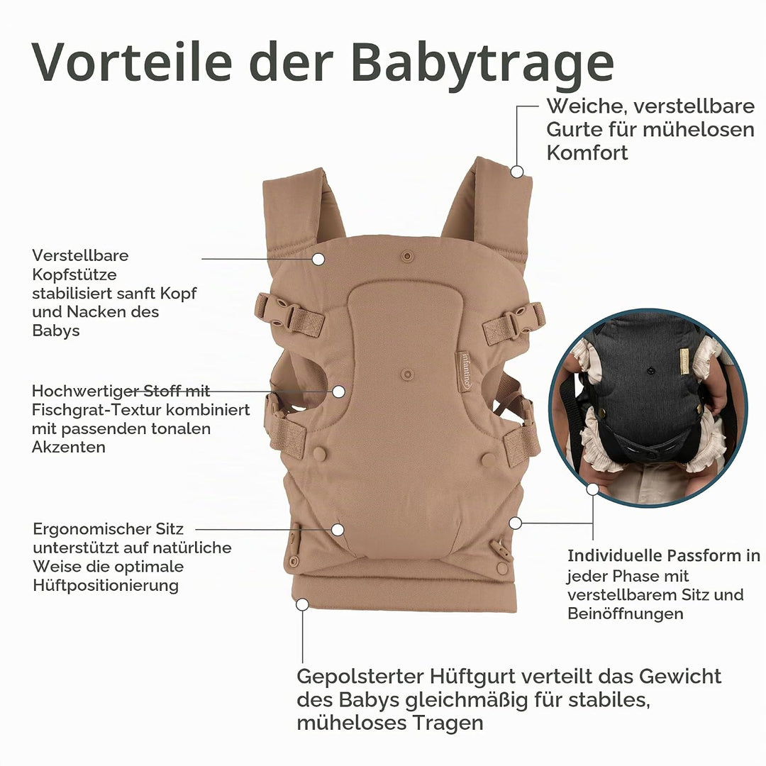 Infantino Flip Luxe 4-in-1 Babytrage, ergonomische Trage von Neugeborenen bis Kleinkind, verbesserte