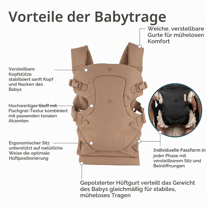 Infantino Flip Luxe 4-in-1 Babytrage, ergonomische Trage von Neugeborenen bis Kleinkind, verbesserte