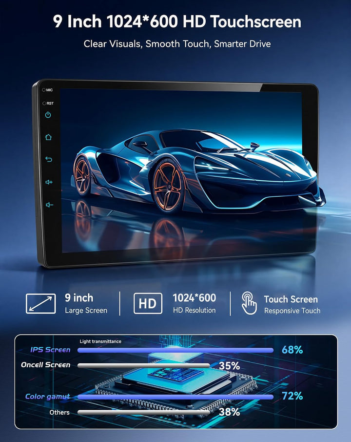 CAMECHO Carplay Autoradio 9 Zoll DSP Radio für Ford Focus Mk2 2004-2011 mit Android Auto FM RDS, Blu