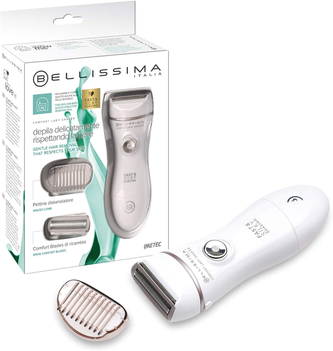 Imetec Bellissima Comfort Lady Shaver, Elektrorasierer für Damen, Wet&Dry, abgerundete schwenkbare K