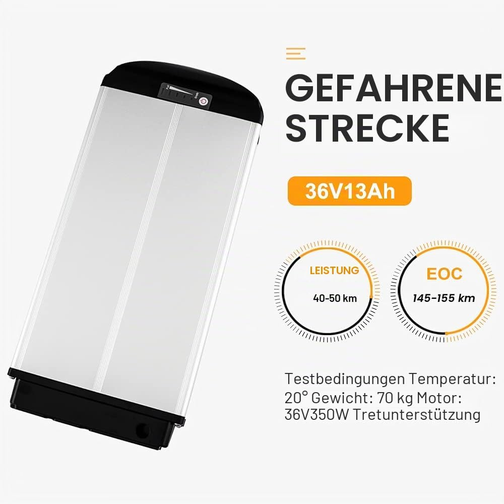 SEASON Gepäckträger Ebike Akku - 36V 13Ah 14.5Ah 15.6Ah 16Ah 17.4Ah Lithinum-Ionen Batterie für Elek
