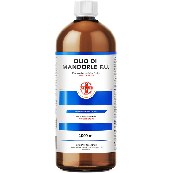 AIESI® Mandelöl Süss Ph.Eur. 100% rein kaltgepresst (1 Liter Flasche), Für pharmazeutische, lebensmi