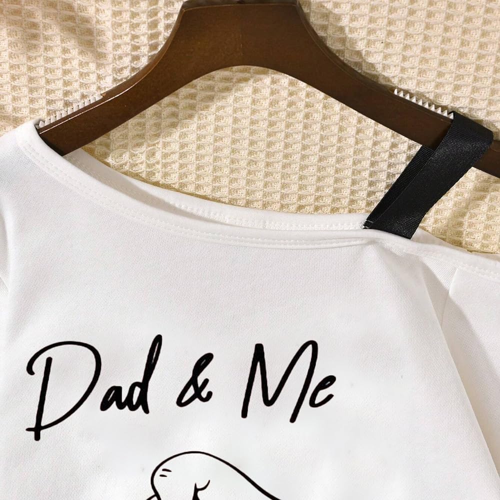 Langarm-Sweatshirt für Mädchen, schulterfrei, Buchstaben-Grafik, lässiges Oberteil 12-13 Jahre Weiss
