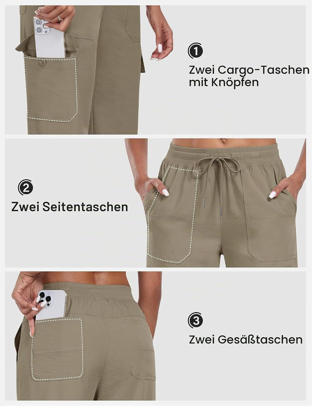 JINSHI Hosen Damen Cargohose Wanderhose Leichte Jogginghose Freizeithose Funktionshose Outdoorhose m