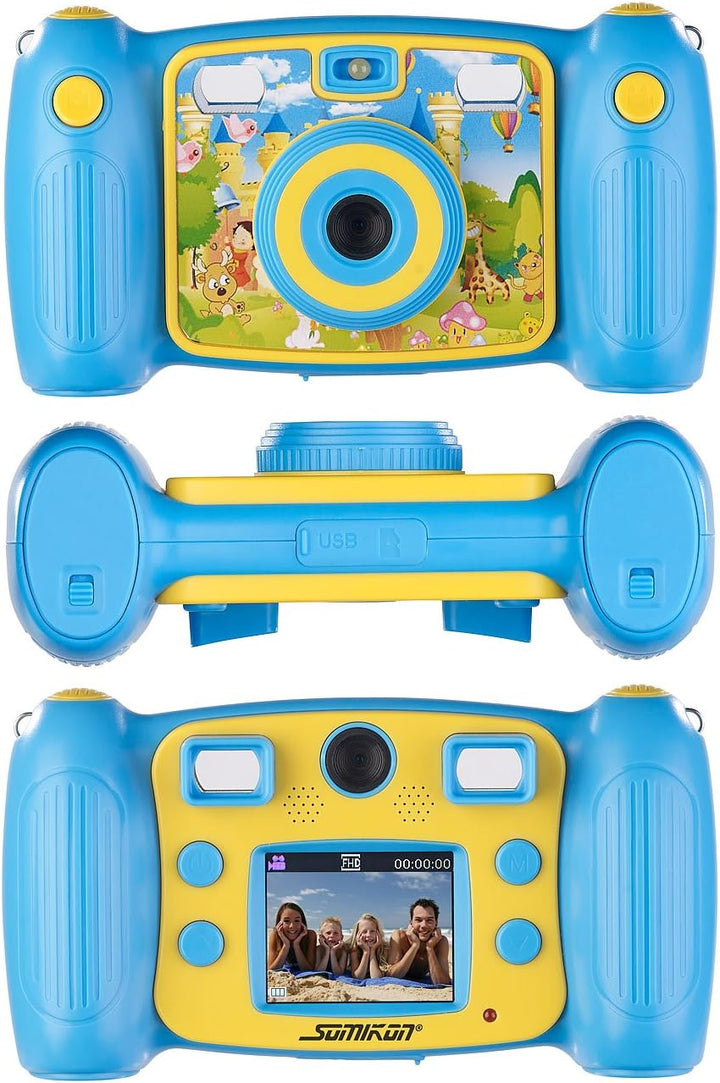 Somikon Kinder-Full-HD-Digitalkamera, 2. Objektiv für Selfies & 2 Sucher, blau