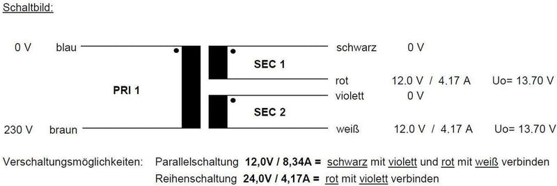 Sedlbauer Ringkerntrafo Transformator 100VA 2x12V für Audio, Industrie, Halogen und Schienensysteme