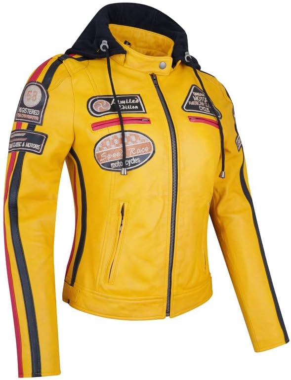 URBAN 5884 Motorradjacke Damen Mit Protektoren 58-LADIES, Damenjacke aus Lammleder, Protektoren für