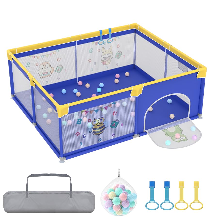 Aufun Laufstall Baby Laufgitter 300D Oxford Gewebe, mit Anti-Kollision Schaum Absperrgitter, Atmungs