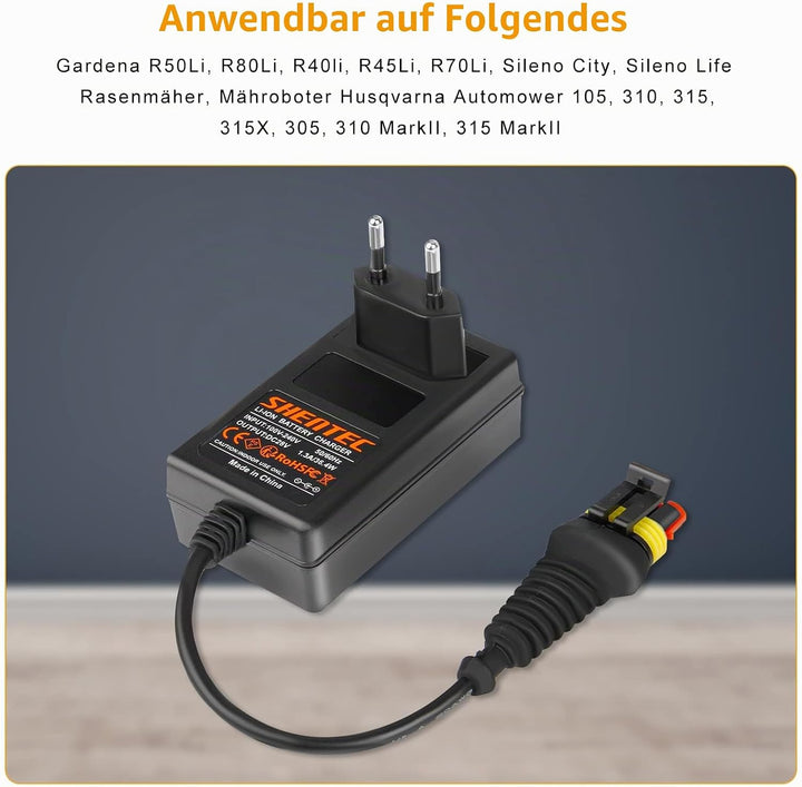 Shentec 28V Akku Ladegerät Kompatibel mit Husqvarna Automower 105, 310, 315, 315X, 305, 310 Mark II,