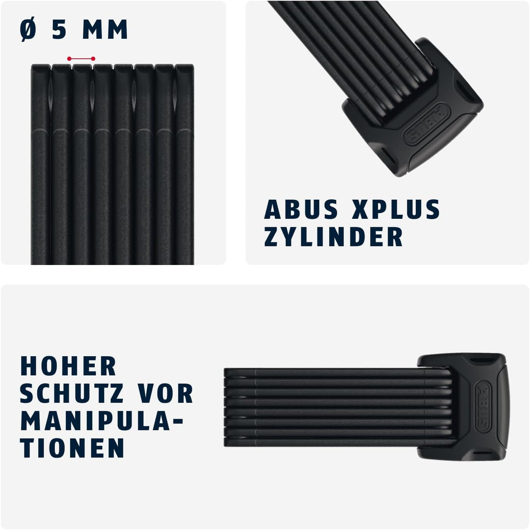ABUS Faltschloss Bordo 6000K mit SH-Schlosshalter - Fahrradschloss mit XPlus Zylinder für hohen Mani