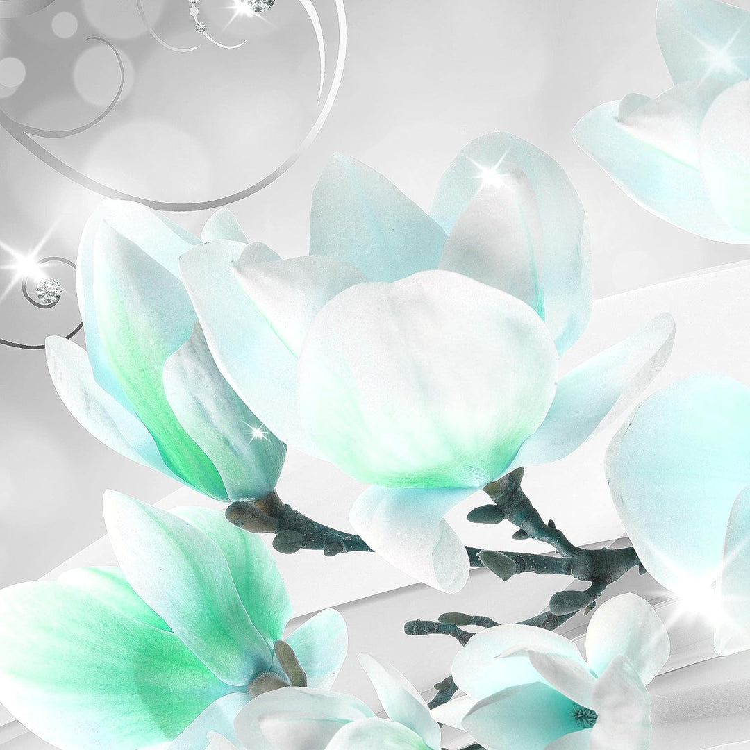 Runa Art Wandbilder Blumen Abstrakt 5 Teilig Bild auf Vlies Leinwand Deko Wohnzimmer Diamant Grau Tü