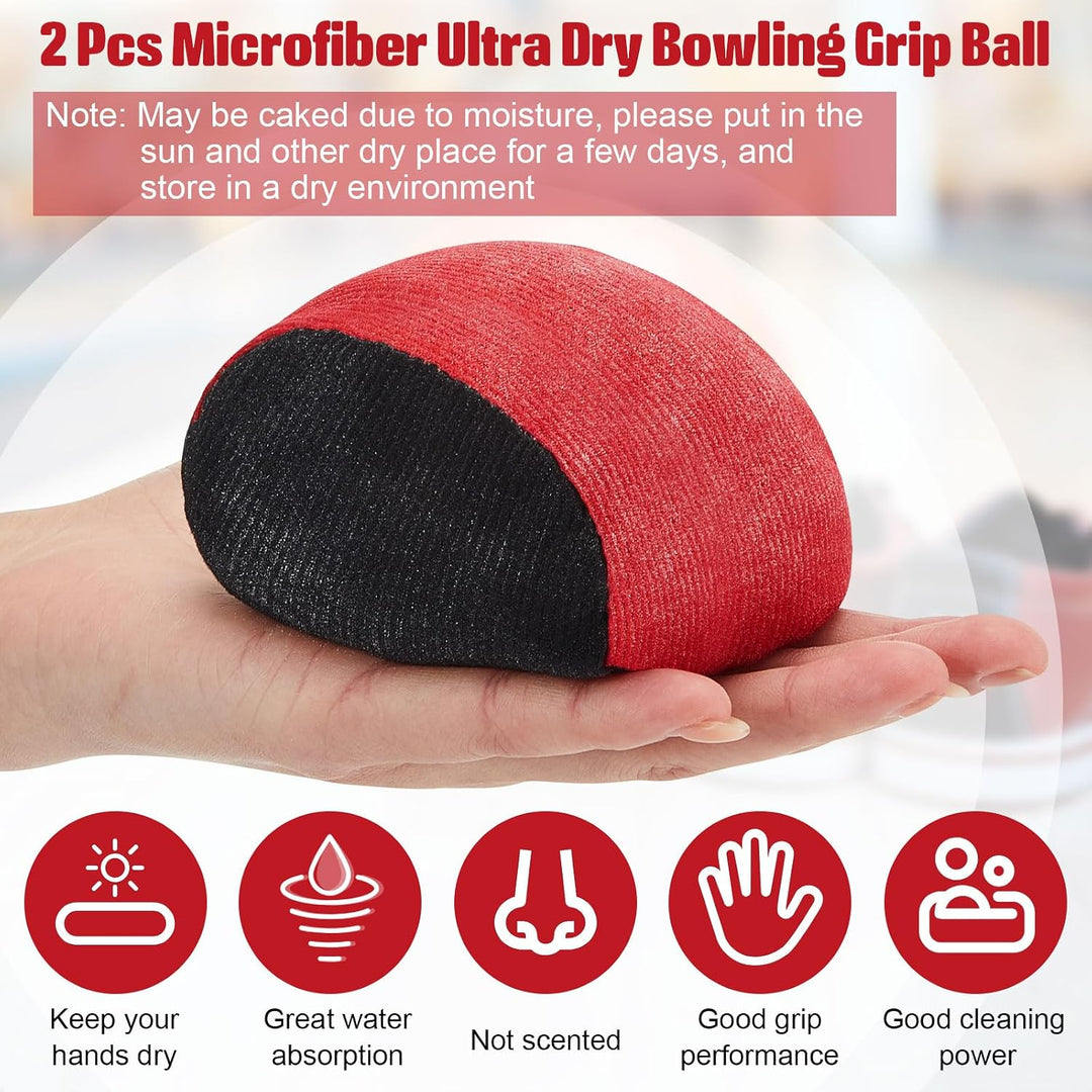 Lewtemi Mikrofaser-Bowling-Griffball, ultra-trocken, 2 Stück, Mikrofaser-Bowling-Puderbeutel für die
