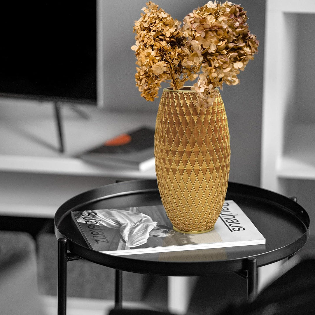 Suanti Dekorative Blumenvase, Gold Vase, Heimdekoration, Einweihungsgeschenk, mit Diamantmuster, bre