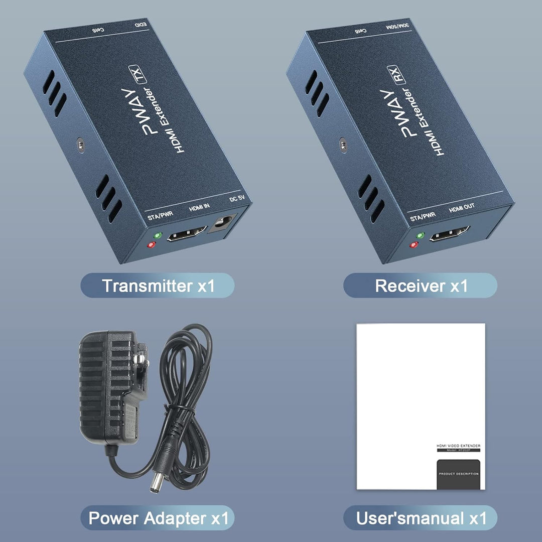 PW-HT202PG HDMI Extender 165ft/50M Cat5e/Cat6 Kable Full HD 1080P Kontrolle der Daten übertragung Ei
