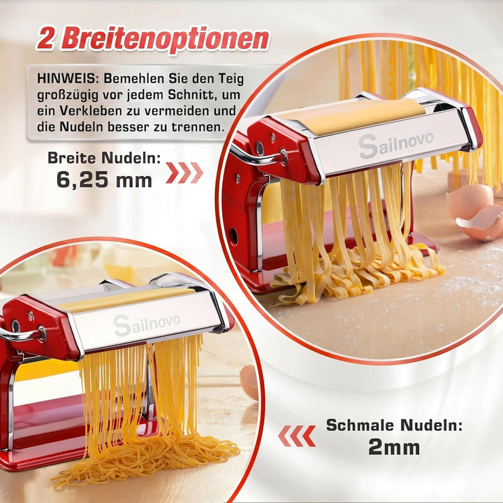 Sailnovo Nudelmaschine Pasta Maker 180 Aluminiumlegierung mit 9 Einstellbaren Stärkeeinstellungen un