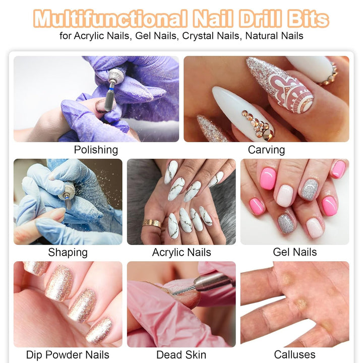 Diesisa 6 Stück Nagelfräser Bits, Nagelfräser Aufsätze 3/32 Zoll (2,35 mm), Hartmetall Bits für Nage