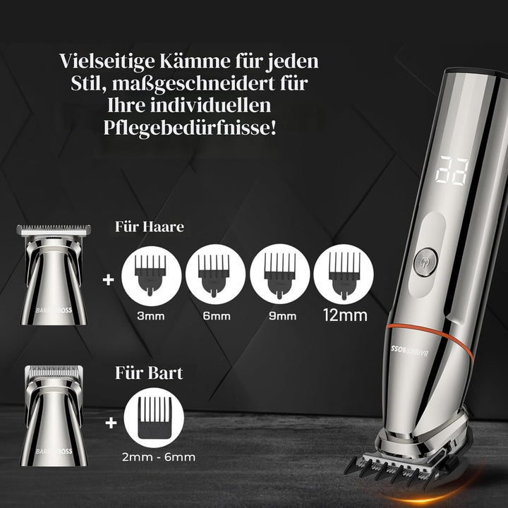 BarberBoss rasierer herren elektrisch, bartschneider herren, 5-in-1 Pflegeset für Männer, Haarschnei