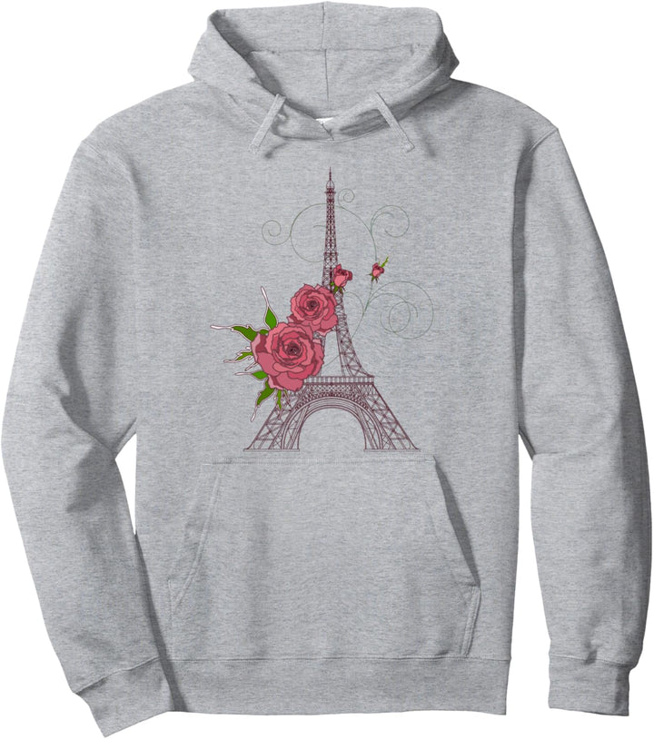 Eiffelturm von Paris in Frankreich eine Pariser rote Rose Pullover Hoodie