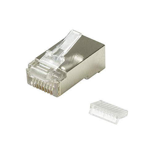 20er Pack RJ45 Crimpstecker Netzwerkstecker CAT 5e CAT 6 STP geschirmt mit Einfädelhilfe und Hülle K