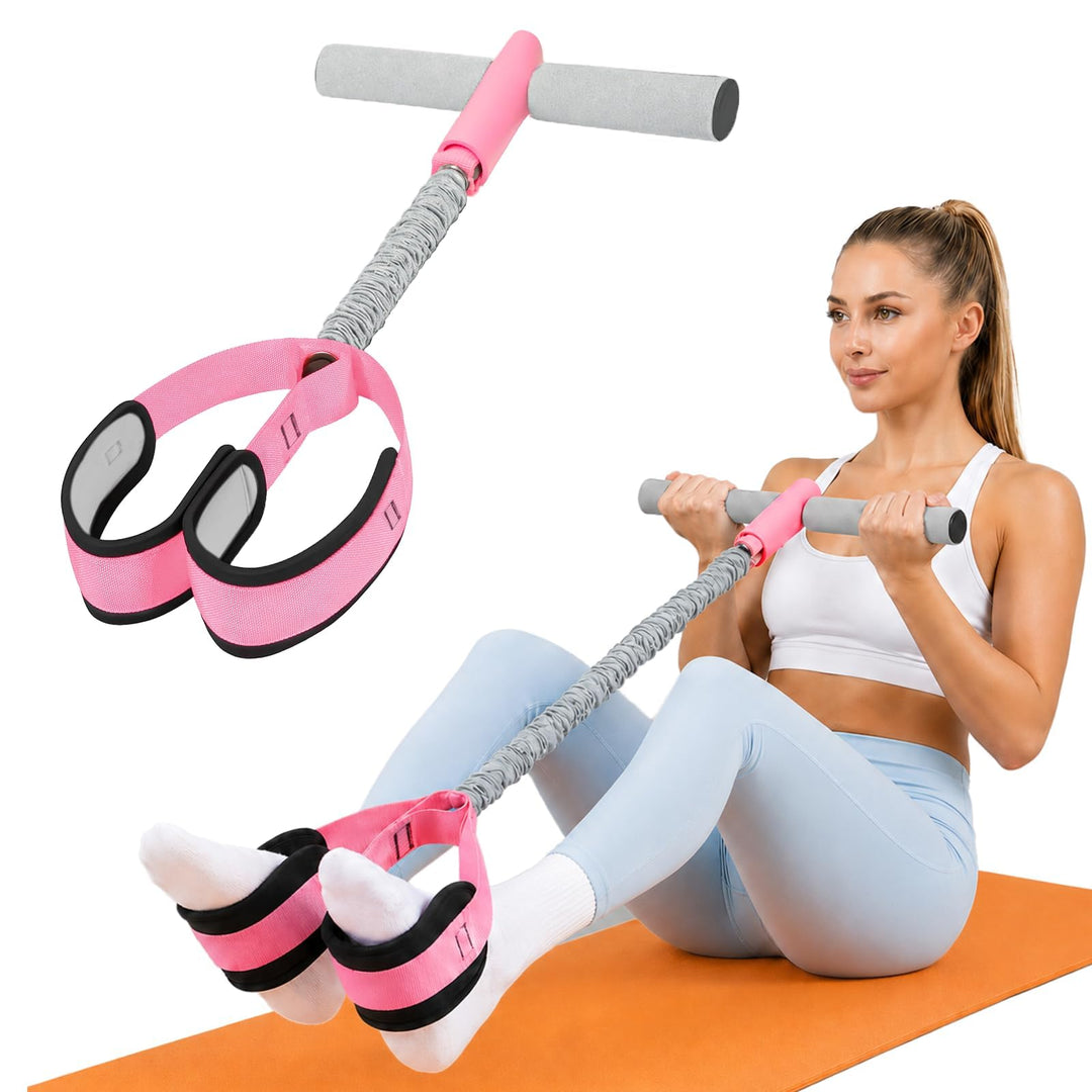 Multifunktions 55lbs Pedal Widerstandsband mit Griff Frauen Resistance Band | Bauchtrainer für Zuhau