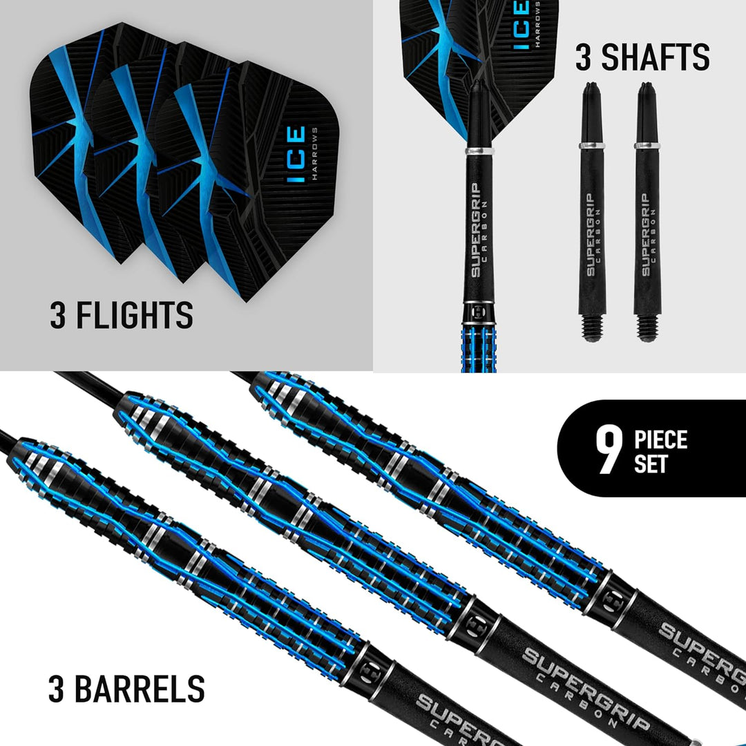 Harrows Ice Recut Dartpfeile, 90% Wolfram, mit Stahlspitze, Verschiedene Gewichte und Farben 22 g sc