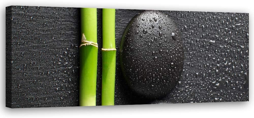 Feeby Bild auf Leinwand Stein Kunstdruck modern Bambus Grau 120x40 cm Leinwandbild 120x40 cm Grau_b,