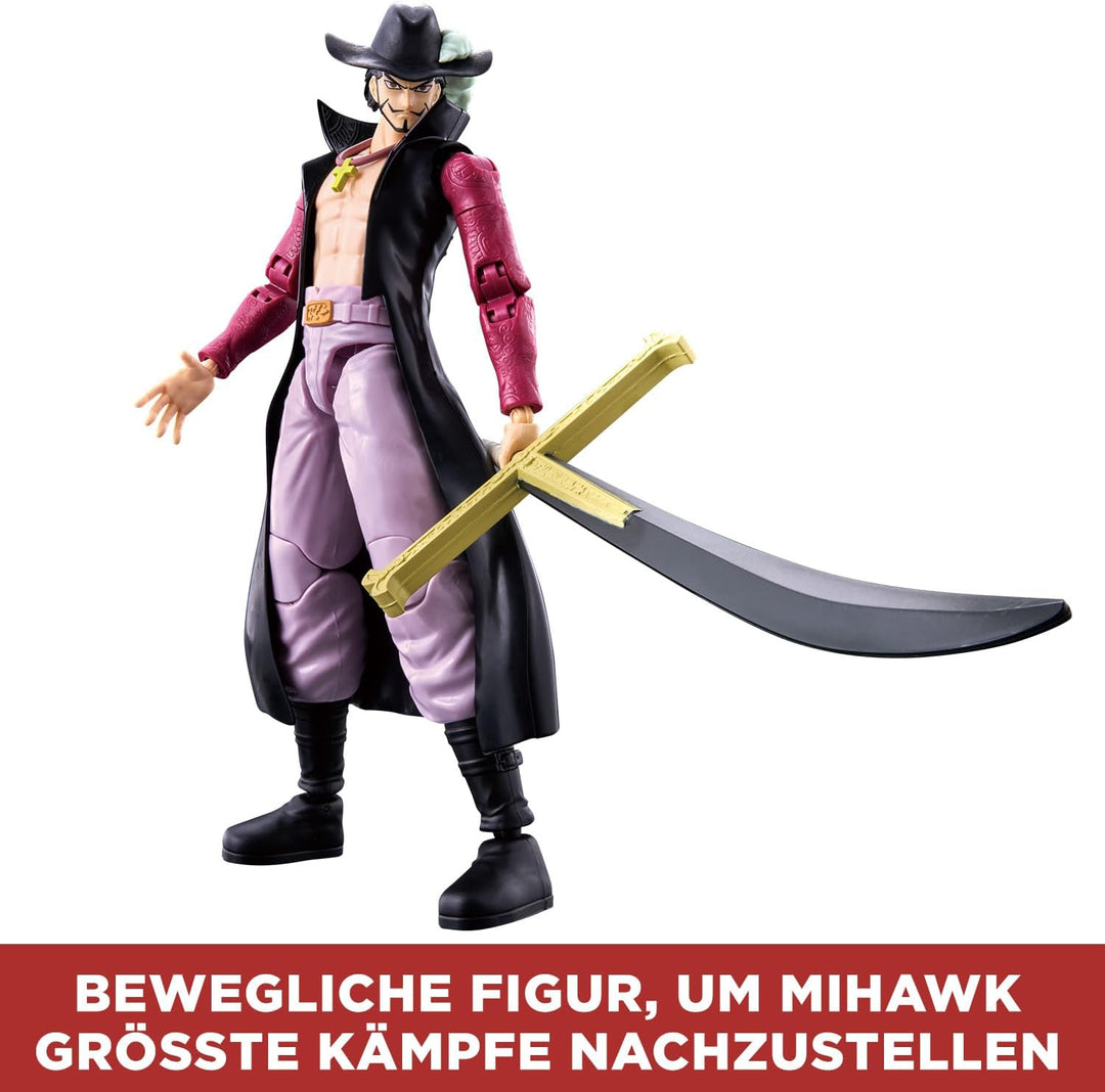 BANDAI – Anime Heroes – One Piece – Dracule Mihawk „Falkenauge“ 17 cm – Bewegliche Anime‑Figur Mihaw