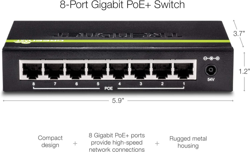 TRENDnet TPE-S44 8-Port 10/100Mbps PoE Switch, 4 x 10/100, 4 x 10/100 PoE, 802.3af, 30 W PoE Leistun