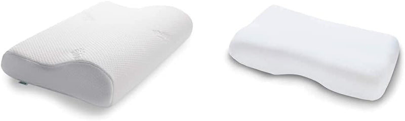 TEMPUR Kissen Set mit Füllung und Bezug, Original Kopfkissen Grösse M mit Jersey-Kissenbezug (weiss)
