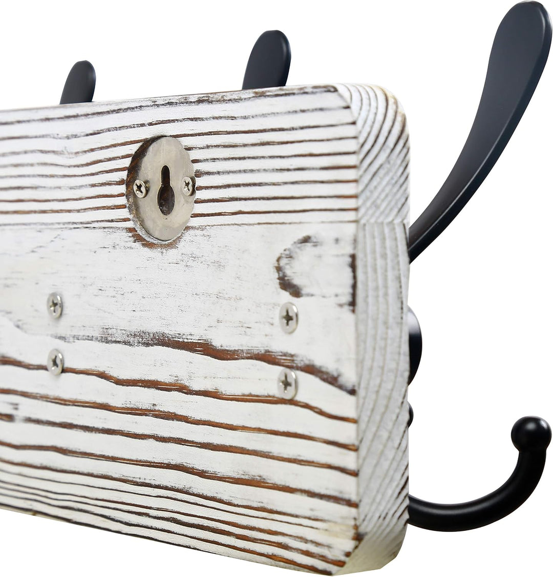 SKOLOO Garderobenleiste Holz, Vintage, Stabile Kleiderhaken Wand mit 5 Dreifachhaken, 2er-Pack, zum